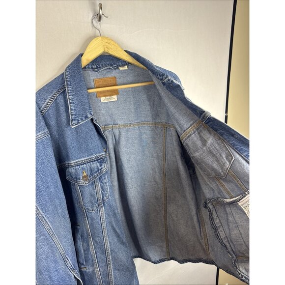 Levi’s Premium XL Denim Trucker Jacket Men’s Blue Lyocell Blend Relaxed Fit - Picture 6 of 9